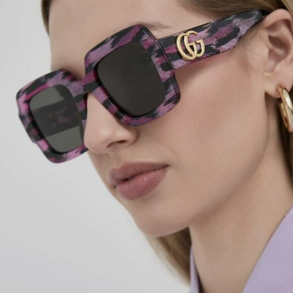 Gucci GG1547S 003 BRAND NEW Sunglasses Black Grey Women Square main image 7